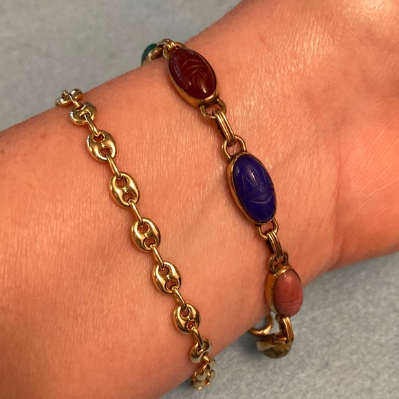 Vintage 12k gold filled Egyptian Scarab Bracelet 7 inches - Picture 1 of 7